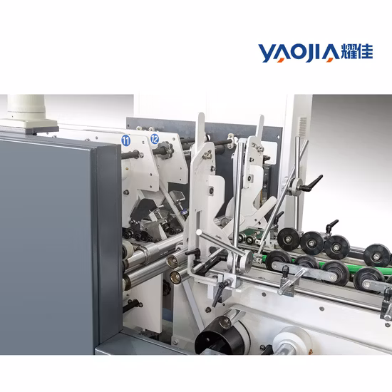 Yaojia 4 6 모서리 상자 폴더 Gluer 기계 접는 골판지 종이 상자 가방 음식 케이크 피자 접시 뚜껑 밀짚 컵/접이식 접착 삽입 성형 기계 만들기